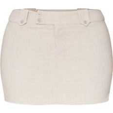 PrettyLittleThing S Skirts PrettyLittleThing Shape Woven Micro Mini Skirt - Stone