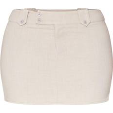 PrettyLittleThing Skirts PrettyLittleThing Shape Woven Micro Mini Skirt - Stone