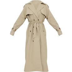 PrettyLittleThing S Coats PrettyLittleThing Panel Detail Belted Trench Coat - Khaki