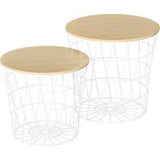 Black Nesting Tables Homcom Set of 2 Coffee Frame Removable Top Nesting Table