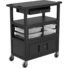 Black Storage Cabinets Luxor Deluxe Teacher Cart with Storage Cabinet