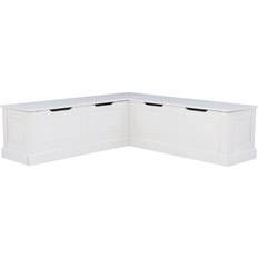 Doors Settee Benches Linon Tobin Backless Corner Breakfast Nook White Settee Bench 62.4x18.2"