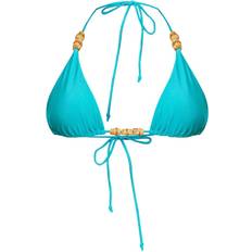 PrettyLittleThing Wooden Bead Triangle Bikini Top - Teal