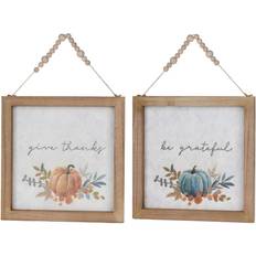 Melrose Pumpkin Print w/ Bead Hanger Framed Art