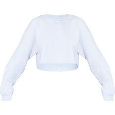 PrettyLittleThing White Sweaters PrettyLittleThing Oversized Crop Sweatshirt - White
