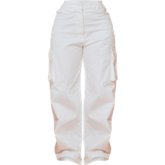 PrettyLittleThing Pocket Detail Wide Leg Cargo Trousers - Cream
