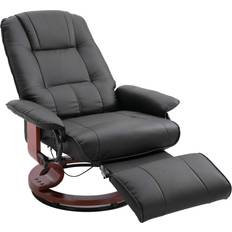 Black Armchairs Homcom Faux Manual Swivel Base Recliner Armchair