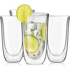 Glass Drink Glasses Joyjolt Set of 4 Spike Double CLEAR Drink Glass