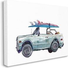 Stupell Industries Retro Beach Cruiser with Surfboard Minimal Wall Decor