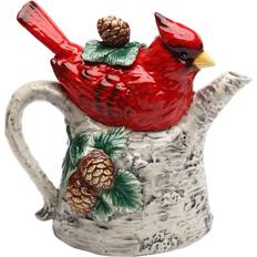 Red Teapots Cosmos Gifts Cardinal on Birch Tree Teapot