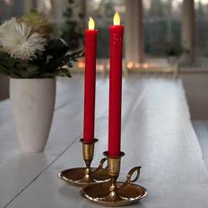 Rot Kerzen & Zubehör Stabkerze DUO Echtwachs flackernde LED-Licht
