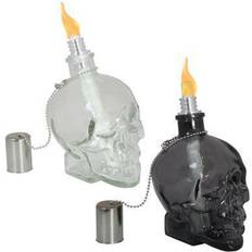 Candlesticks, Candles & Home Fragrances Sunnydaze Grinning Skull 2 Glass Tabletop Torches