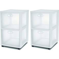 Tool Boxes Sterilite 36208002 Ultra 2 Drawer Plastic Rolling Storage Container 2 Pack