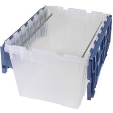 Plastic hanging file box AKRO-MILS 66486FILEB Attached Lid Container, Clear/Blue