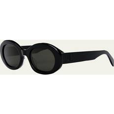 Celine Solbriller Celine Triomphe Logo Oval Acetate 05A BLACK