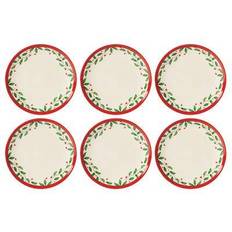 Red Dishes Lenox Holiday 6-Piece Accent Set Dessert Plate