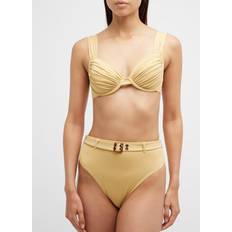 Yellow Bikini Tops WeWoreWhat Claudia Ruched Bikini Top - Desert