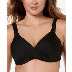 Miraclesuit Twist-Front Plunge Bra-Size Bikini Top Black Black