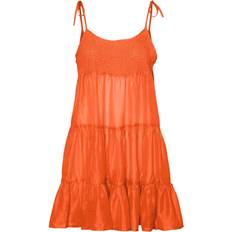 Vero Moda Gesmoktes kurzes Strand-Trägerkleid in Orange Orange
