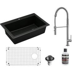 Karran All One Drop-In Quartz Composite Single Bowl Kitchen Sink