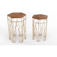 Natural Nesting Tables Boraam Genevieve Wood/Metal Nesting Table