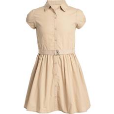 Nautica Plus Girls Belted Poplin Shirt Dress Khaki Khaki