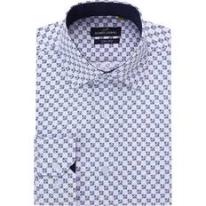 Men's Business Geometric Long Sleeve Button Down Shirt White White