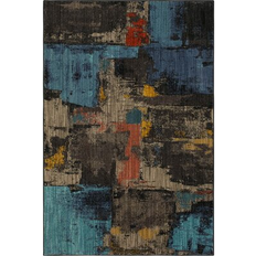 Karastan Elements 91644 2'x3' White, Black, Blue, Gray, Brown, Gold