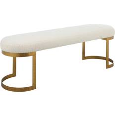 Uttermost Shearling White /Gold Settee Bench 60x19"