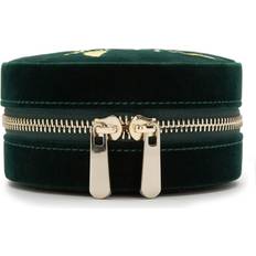 Women Jewelry Storage Zoe Round Travel Jewelry Case FOREST GREEN