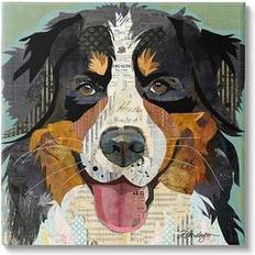 Stupell Industries Bernese Mountain Dog Portrait Layered Ephemera Collage Wrapped Wall Decor