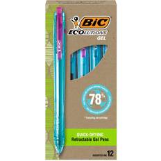 Bic ECOlutions Retractable Gel Pens, Medium Point, Assorted Inks, 12/Pack RGLE11-AST Blue