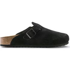 Black - Men Slippers & Sandals Birkenstock Boston Soft Footbed Suede Leather - Black