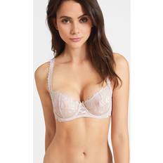 Aubade Womens Golden Beige Softessence Floral-embroidered Stretch-mesh Half-cup bra