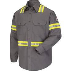 Bulwark Men's Midweight FR Enhanced Visibility Uniform Shirt, Grey, 2X-Large/Tall