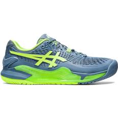 Asics Men Racket Sport Shoes Asics Gel-Resolution 9 Wide M - Steel Blue/Hazard Green