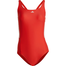 L - Røde Badedrakter Adidas Women's Mid 3-Stripes Swimsuit - Bright Red / White