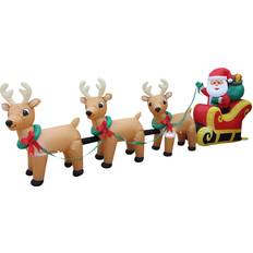 The Holiday Aisle Santa Claus on Sleigh with Three Reindeer Inflatable Figurine 49"