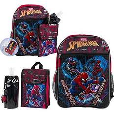 Marvel Spider-Man Backpack Kids 16 5PC Water Bottle School Combo