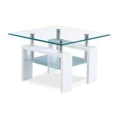 White and glass end tables Global Furniture USA Wayfair End Wood/Glass Small Table