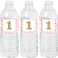 1st Birthday Girl Fun to be One Party Water Bottle Sticker Labels 20 Ct Pink Pink
