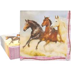 100 pack cowgirl napkins, horse birthday party supplies for girls, 6.5 in