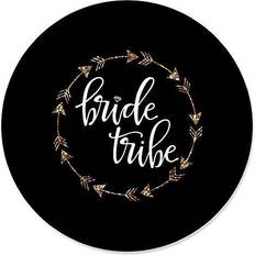 Bride Tribe Bridal Shower & Bachelorette Party Circle Sticker Labels 24 Ct Black Black