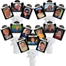 Adult 70th birthday gold picture centerpiece sticks photo table toppers 15 pc