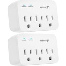 Black+decker 6 Grounded Outlets Surge Protector Wall Mount with Sleek Power Adapter Tap (2-Pack)