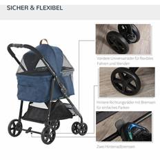 Haustiere Pawhut 2-in-1 Hundebuggy Transporttasche Katzenbuggy