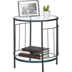 Black glass end tables mDesign Glass Top Side/End Small Table