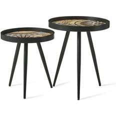 Nesting Tables on sale GlitzHome Set of 2 Classic Mosaic Pattern Side Nesting Table