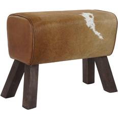Fußablagen Sitzpuffs Dkd Home Decor Footrest Black Wood Brown Cow Pouffe