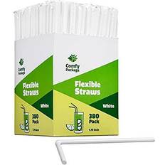 Comfy Package Individually Wrapped Straws Drinking Plastic Straws Disposable 380-Pack